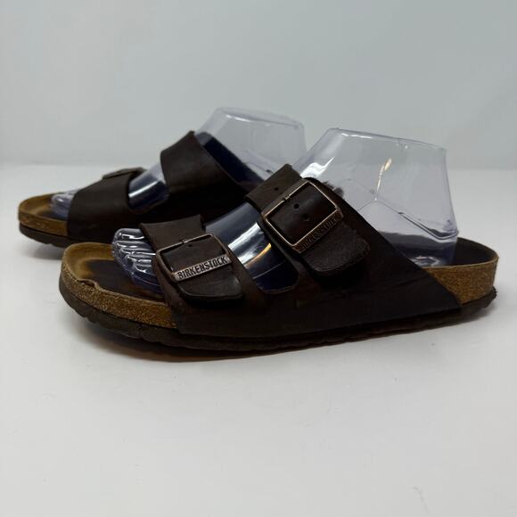 Birkenstock Arizona Sandals 41 (8-8.5 US) Mens Brown Leather Hippie Crunchy - Picture 2 of 12